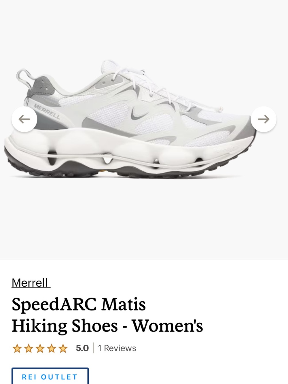 Merrell White and Gray women’s speedarc matis hiking shoes - Picture 3 of 3